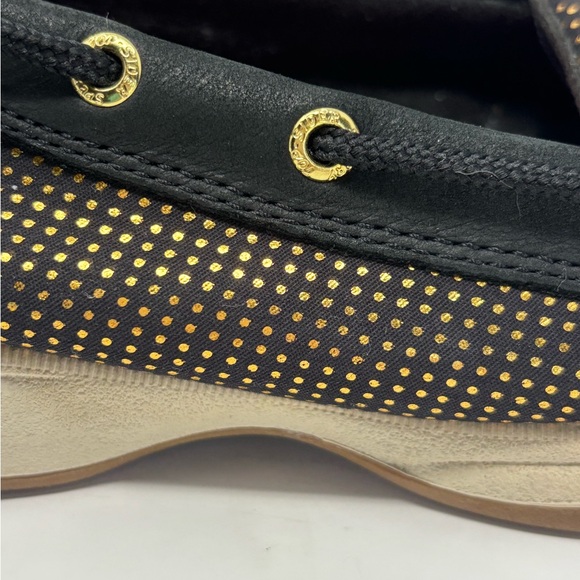 Sperry Top-Sider Boat Shoes Black Gold Accent Leather Upper Women's Size 1OM - Picture 8 of 11